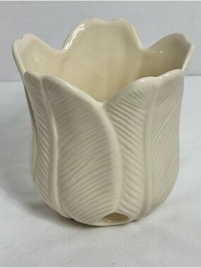 Textured Ceramic Tulip Votive - Cream